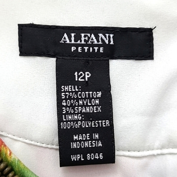 Alfani Multi Color Dress Green Print Embellished Beaded Neckline Petite Size 12P - Picture 10 of 15